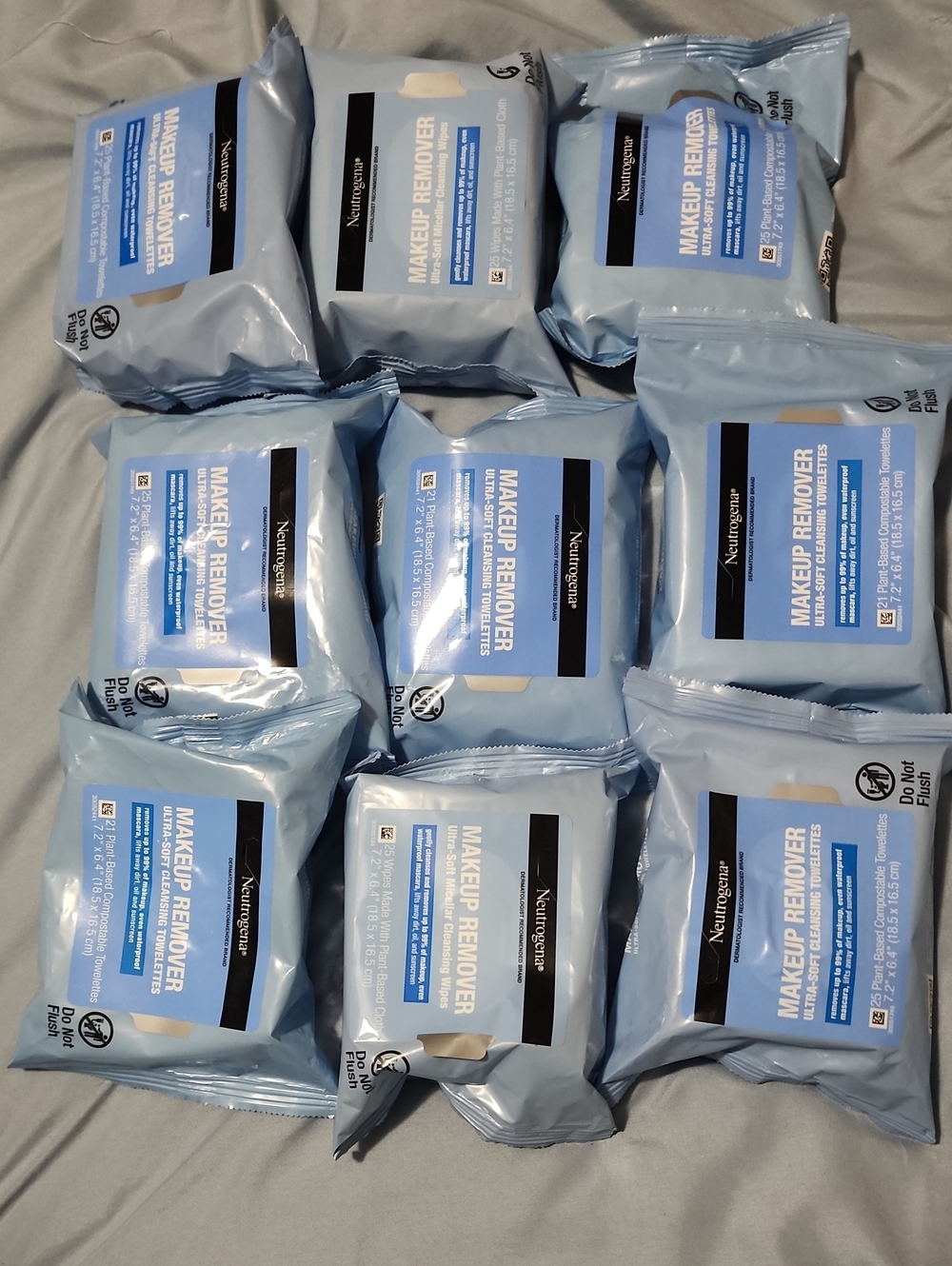 9 Neutrogena Makeup Remover Cleansing Wipes - Light Blue Packs